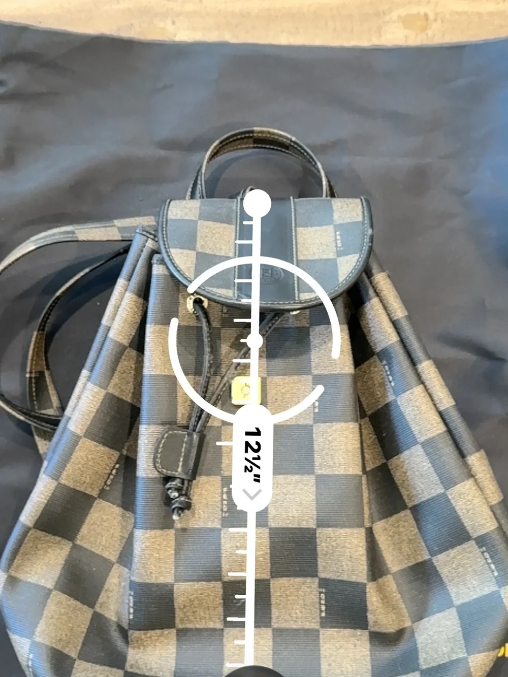 Vintage Fendi Checkered Canvas Drawstring Backpack